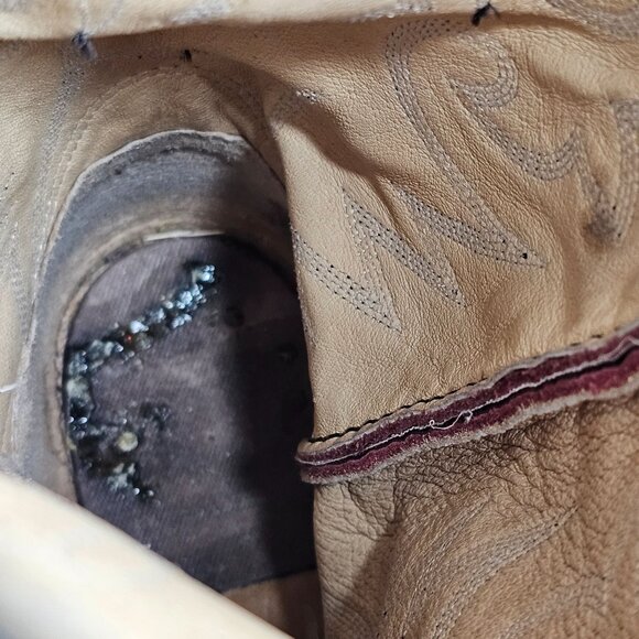 Vintage Dan Post Leather Western Cowboy Boots Burgundy Embroidered Men's 8.5D - Picture 11 of 12